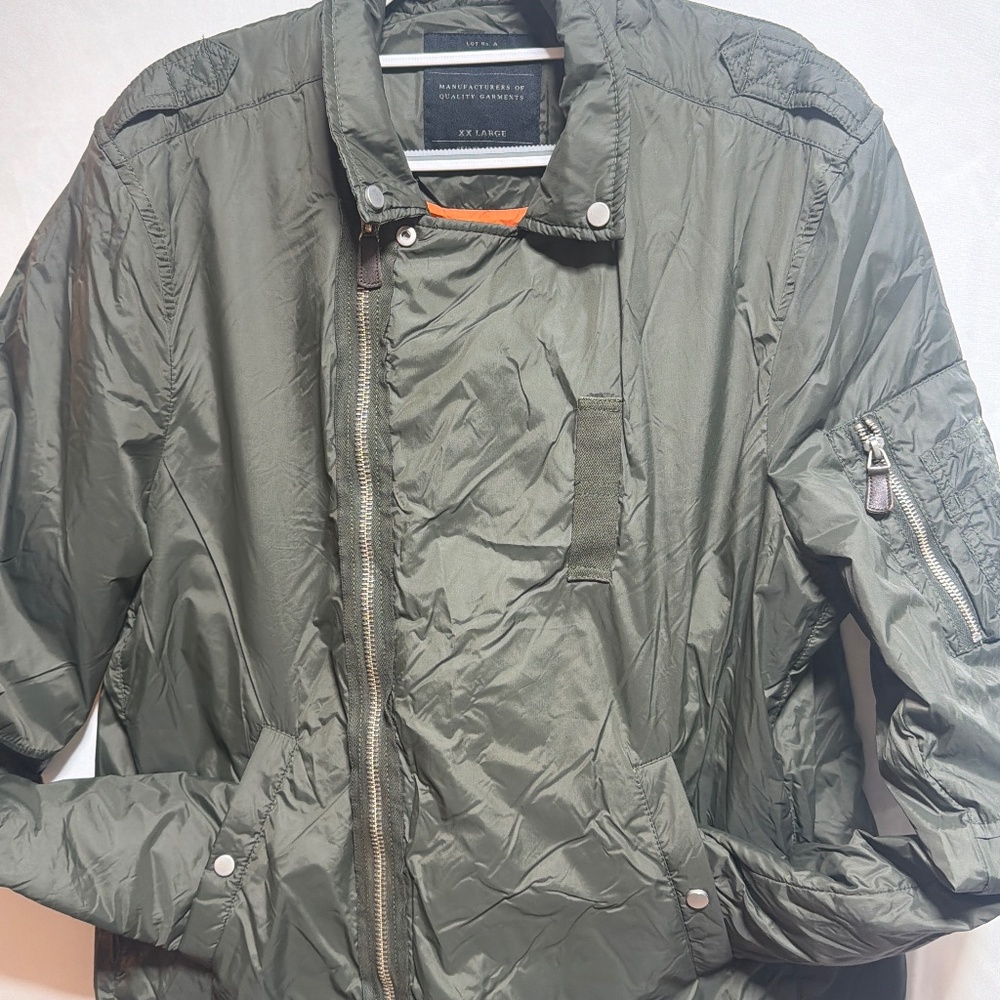 All Saint light jacket forest green and orange